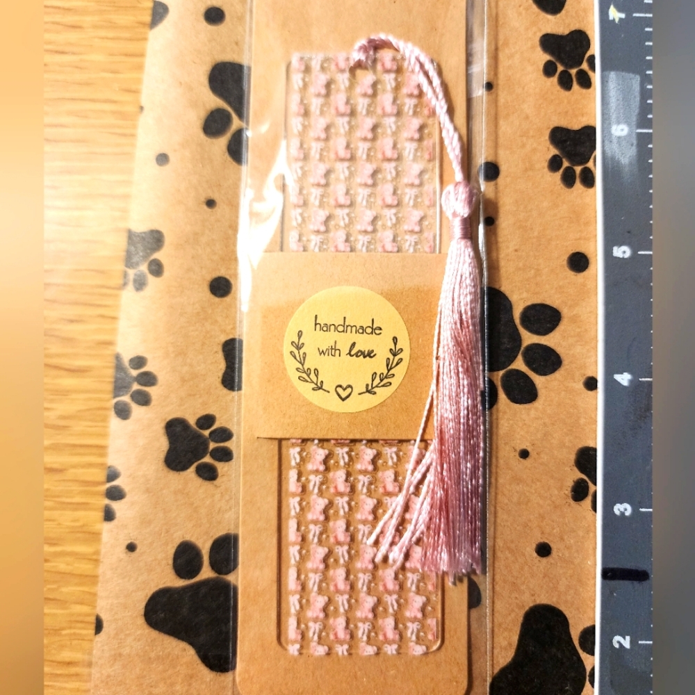 Handmade Pink Bows and Bears Tassel Bookmark